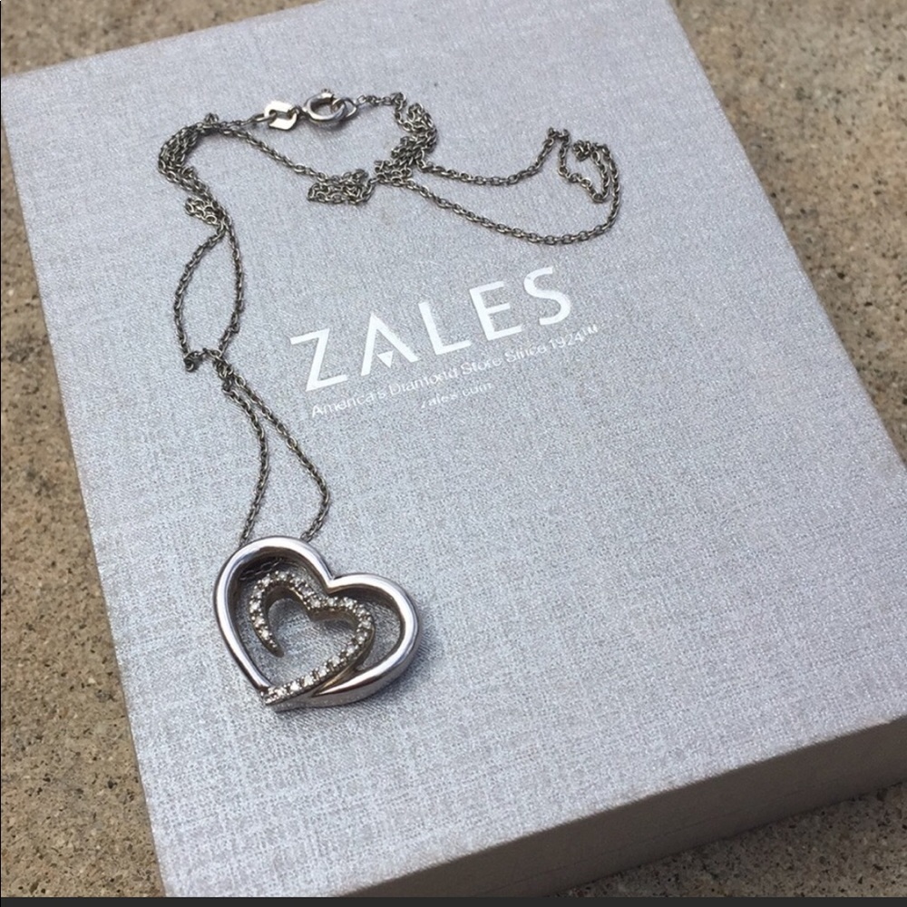 Zales Diamond Silver Double Heart necklace
